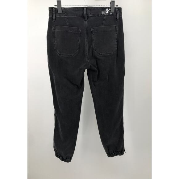 Paige Mayslie Black Denim Jogger Jeans Size 27 Velvet Inset - Picture 7 of 10